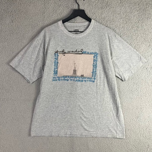 Uniqlo UT Andy Warhol All is Pretty Gray T-Shirt Short Sleeve Mens Medium Crew - Picture 3 of 9